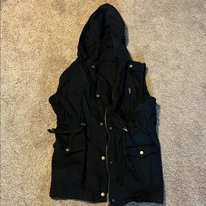 Zenana Outfitters Black Utility Jacket with Hood